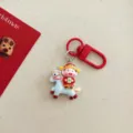 New Year God of Wealth horse keychain cute cartoon bag charm pendant festive accessory gift - Blue God of Wealth Horse