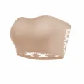 Nude strapless bandeau bra, high stretch seamless yoga sports tube top for women. - S / Tops / Nude