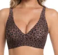 Wireless seamless bra for women, stylish leopard print, full coverage comfort undergarment. - 3XL / Tops / Leopard Brown