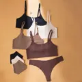 Seamless ice silk women's bra and panties set, solid color daily wear comfortable underwear. - S / Tops / Black