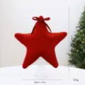 Red velvet star Christmas tree topper with bow, festive holiday decor ornament for home 31cm - Fabric Bow Pentagram Style / Red