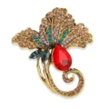 Vintage strass blad broche speld, elegante meerkleurige kristal mode sieraden detail. - Bladstijl (xz4997A) / Rood