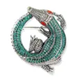 Antike Strass Krokodil Brosche Nadel für Herren Anzug Tier Kristall Revers Schmuck - Krokodilform (xz4431A) / Grün