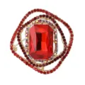Exquisite rote Kristall Strass Brosche Detail, luxuriöse goldfarbene Modeschmuck Anstecknadel. - Gold Rot