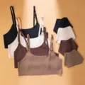 Seamless ice silk bra and underwear set for women, breathable push-up lingerie collection. - S / Tops / White Apricot