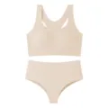 Ensemble soutien-gorge et slip sans armatures nude, lingerie confortable pour femmes. - S / Haut et Bas / Abricot Blanc