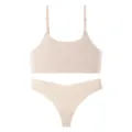 Seamless Nude Bra and Thong Set Comfortable Breathable Lingerie Daily Essentials - S / Top And Bottom / White Apricot