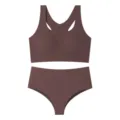 Ensemble de sous-vêtements marron sans armatures soutiens-gorge et slip pour femmes. - S / Haut et Bas / Brun Foncé
