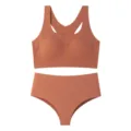 Caramel ice silk seamless wireless bra and panties set, comfortable everyday women underwear. - S / Top And Bottom / Skin Coffee