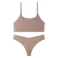 Seamless ice silk bra and panties underwear set for women breathable comfort beige - S / Top And Bottom / Milk Coffee