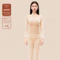 Seamless thermal underwear set for women, fleece lined long johns for winter warmth. - M / Top And Bottom / Recommended 40-50kg / Nude