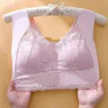 Pink lace wireless bralette for women, thin push up sexy bra with floral embroidery design. - M / Tops / Pink