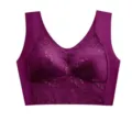 Plus size wireless lace bra, purple thin push-up supportive underwear for women SKU - M / Tops / Purple