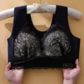Black wireless lace bra vest, breathable thin padded push-up underwear for women daily use. - Transparent Black
