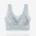 Pale blue lace wireless bra thin push up vest style comfortable daily underwear for women - Blue Gray