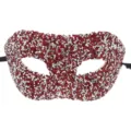 Masque de bal masque strass rouge argent brillant cristal pour fete d Halloween - Rouge