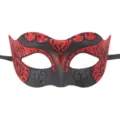 Venetian masquerade mask black and red glitter party Halloween ball eye mask props - Red