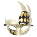 Venetiaans masquerade masker retro zwart goud ruit feest Halloween carnaval masker - Zwart/Goud
