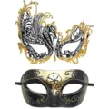 Prachtige zwart-gouden masker set voor Halloween feestjes, gemaskerde bals en festivals. - Goud
