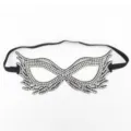 Sparkling rhinestone masquerade eye mask, elegant black party mask with comfortable elastic band. - QUEEN Style