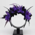 Halloween feather flower headband black purple party hair accessories women headwear - Black Purple