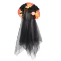 Halloween black rose flower veil headband for spooky party costume accessory holiday decor. - Black Yellow