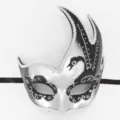 Máscara de mascarada veneciana cisne negro llama fiesta Halloween carnaval accesorio disfraz - Negro Plata
