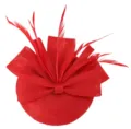 Sombrero fascinator pluma roja lazo red accesorio de cabello fiesta boda - Rojo