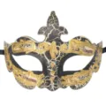 Máscara veneciana negra y dorada vintage para fiesta de Halloween, antifaz de baile retro. - Estilo Craquelado Negro y Oro / Negro y Oro