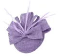 Paarse fascinator hoed met strik en veren voor vrouwen, perfect voor bruiloften en feesten. - Paars