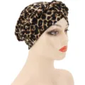 Leopard Print Braided Turban Hat, Milk Silk Indian Head Wrap for Women Fashion - M (56-58cm) / Leopard Print