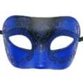 Máscara de mascarada azul y negra para hombres, ideal para Halloween, fiestas y carnavales. - Doble Azul