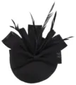 Zwarte mesh fascinator hoed met veren en strik voor bruiloft feest haaraccessoire - Zwart