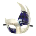 Venetiaans masker detail, harlekijn ruit patroon, vintage feest kostuum accessoire. - Zwart/Blauw