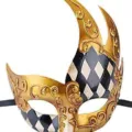 Venetiaans Masker Retro Ruit Feest Halloween Carnaval Kostuum Cosplay Partij Accessoire - Goud/Zwart-Wit