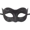 Black glitter Venetian masquerade mask for party Halloween carnival festival detail view - Black