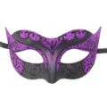 Venetian masquerade mask purple black glitter design for Halloween party carnival and costume balls. - Purple