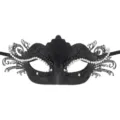 Elegante schwarze Maskenball-Maske aus Metall mit Strass und Glitzer für Partys. - Schwarz Einzelner Stil