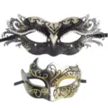 Maskenball Maske Paar Set Halloween Party Halbgesicht Augenmaske schwarz gold Kristall Maske - Paar Paare Sets / Gold