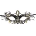 Metal masquerade mask butterfly black gold rhinestones party prom costume accessory - Gold