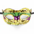 Maschera di carnevale con paillettes in oro, verde e viola, perfetta per feste e balli in maschera. - Stile Paillettes Multicolore Carnevale / Mix Oro-Verde-Viola