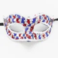 Maschera di carnevale veneziana con paillettes rosso bianco blu per festa festival occhi - Stile Pizzo Giorno dell'Indipendenza / Rosso Bianco e Blu