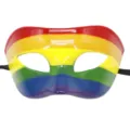 Masque de Mascarade Arc-en-Ciel Coloré Rayé Masque de Fête pour Carnaval et Fête - Masque Demi-visage Rayures Arc-en-ciel (Style Homme)