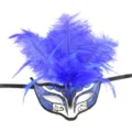 Blauw Veren Masquerade Masker Carnaval Feesten Kostuum Gedetailleerde Weergave Decoratie - Veder Masker / Blauw en Wit