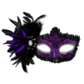Detalles exquisitos de máscara de mascarada de lentejuelas moradas con plumas. - Púrpura