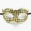 Goldener Pailletten Maskenball Maske für stilvolle Party, Halloween und Karneval Feiern. - Laser-Gitter-Stil / Schwarz/Gold