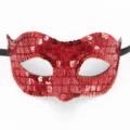 Maschera di carnevale con paillettes rosse per feste, Halloween, carnevale di Venezia e party. - Stile Glitter Laser / Rosso