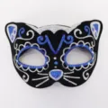 Black cat mask glitter festival party Halloween masquerade dress up costume props. - Silver-Blue Cat