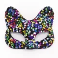 Fox sequin masquerade mask close up detail, perfect for Halloween, Christmas party and cosplay events. - Rainbow Sequin Fox