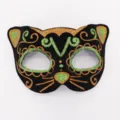Dettaglio maschera gatto glitterata, perfetto per festa di Halloween e carnevale. - Gatto Oro-Verde